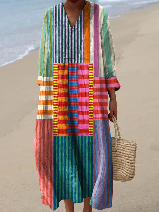 Colorful Boho Patchwork Dress – Artistic Style for Effortless Days