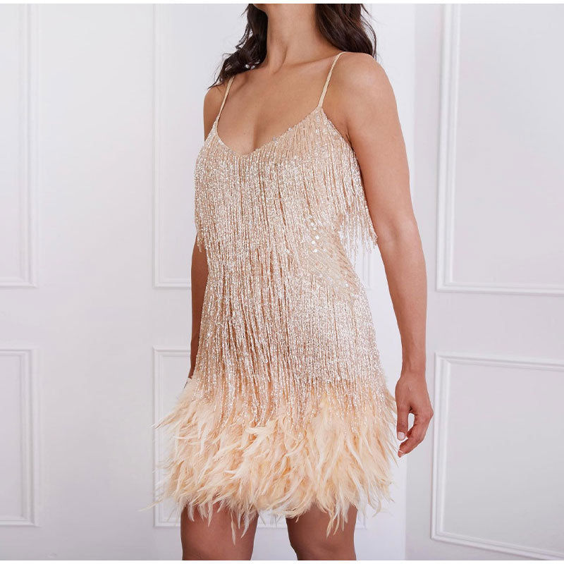Dress – Feather Fringe – Elegant
