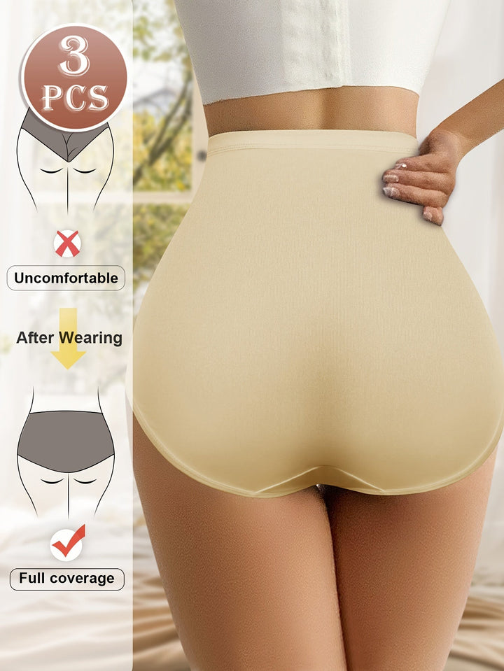 High-Waisted Shaping Briefs – Seamless Support – 3-Pack
