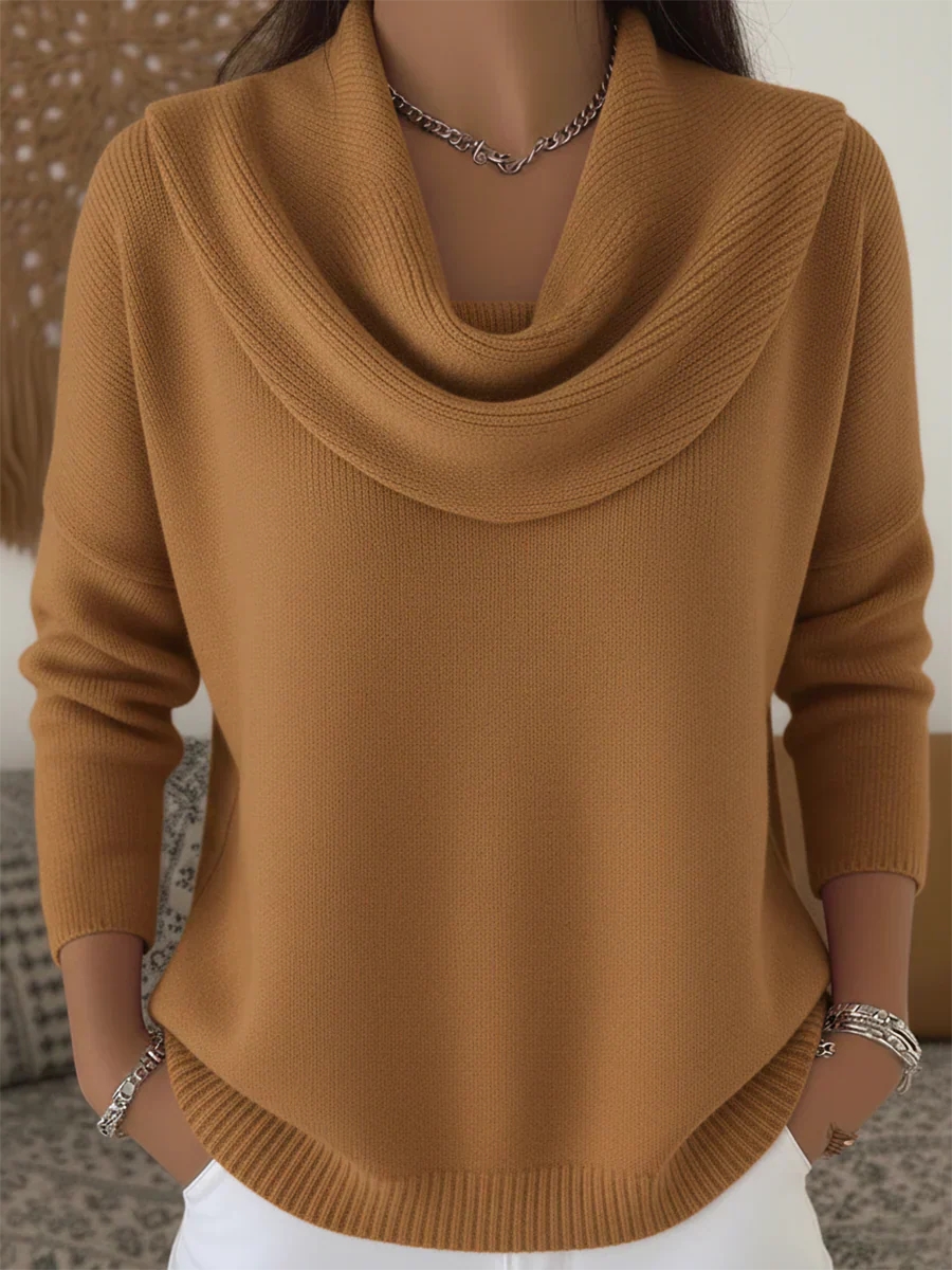 Knit Sweater – Draped Neck – Everyday Chic