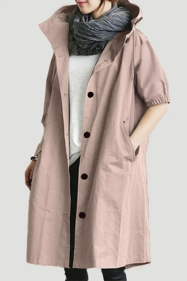 Women All-Season Elegant Hooded Cotton Trench Coat