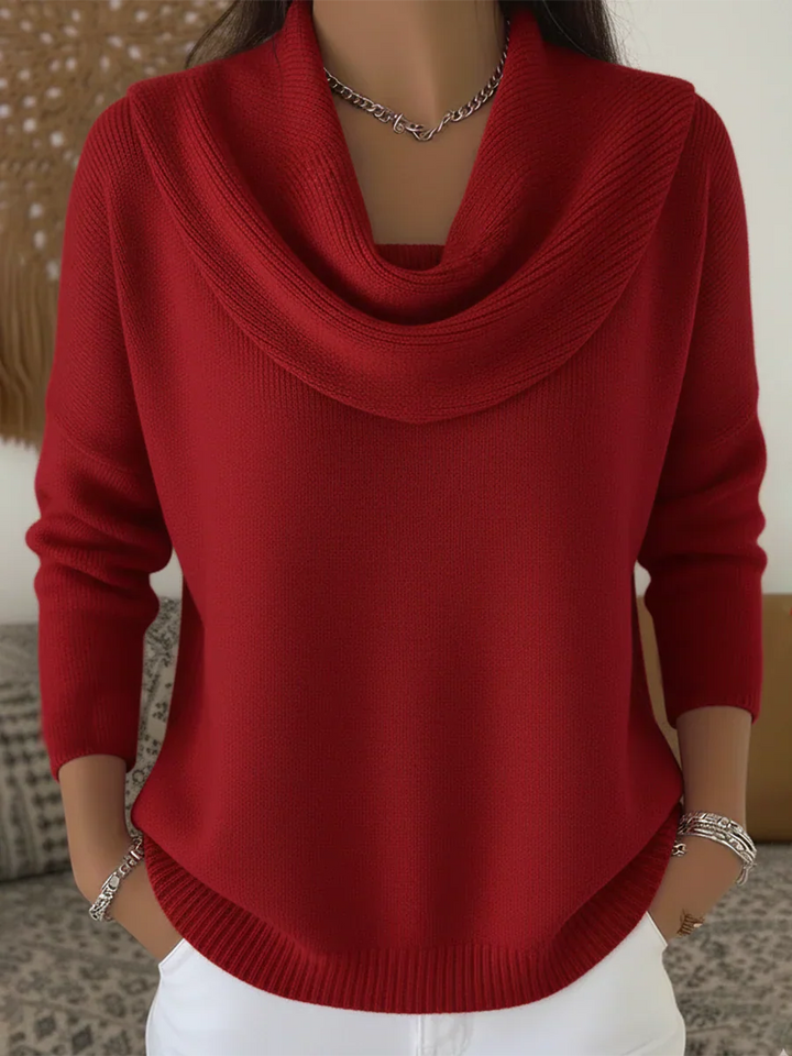 Knit Sweater – Draped Neck – Everyday Chic