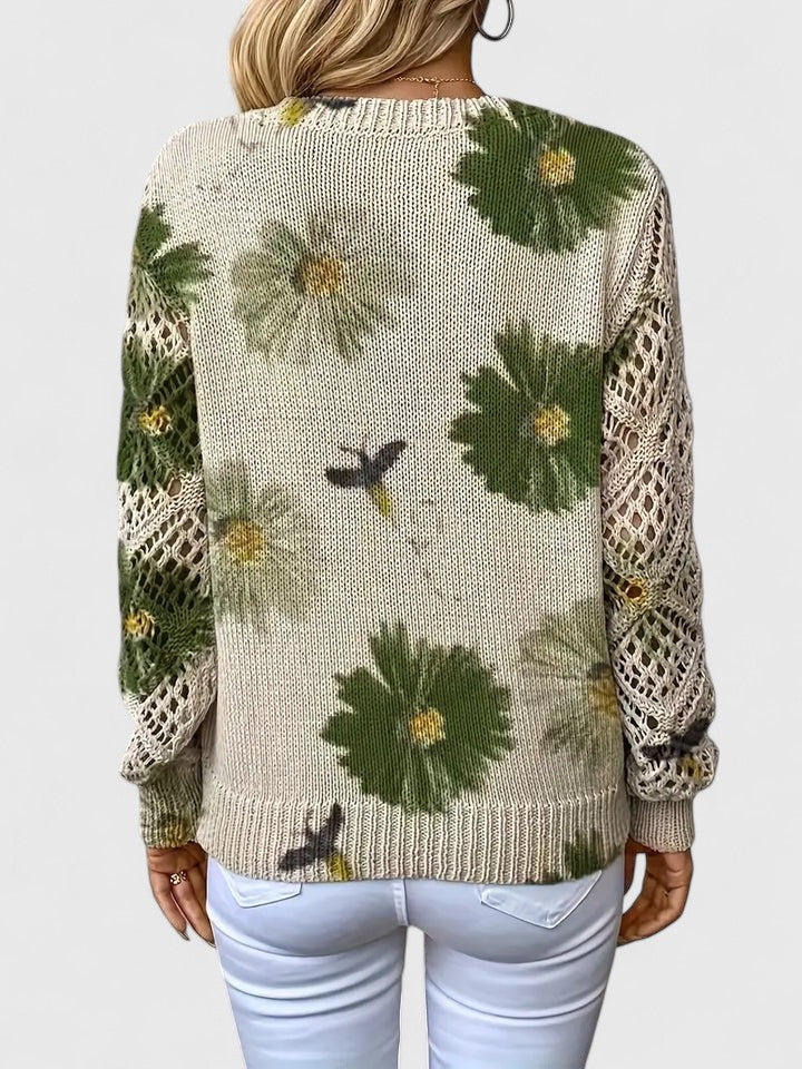 Sweater – Floral V-Neck – Soft