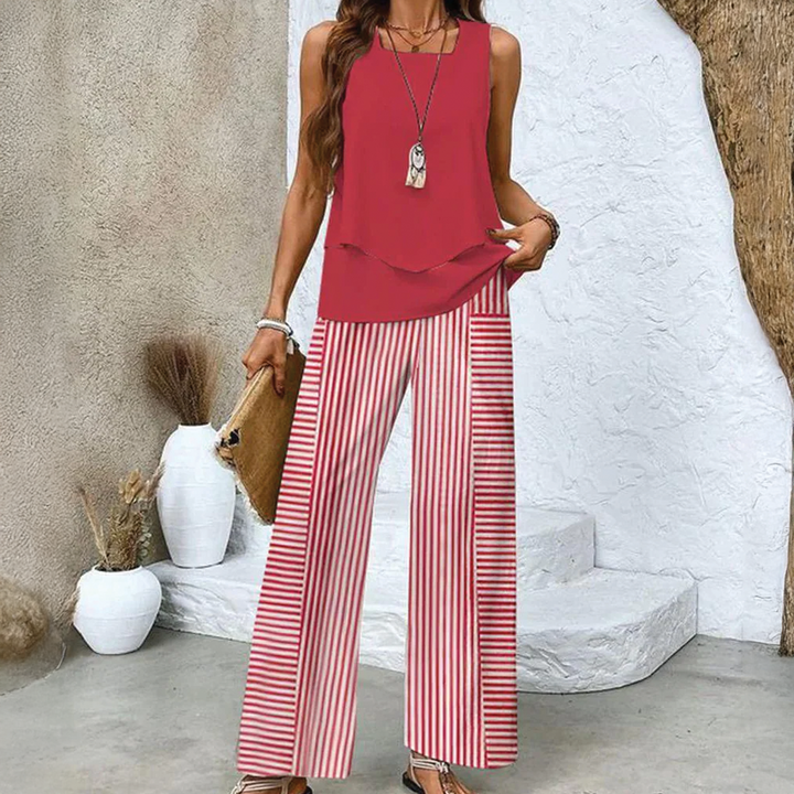 Two-Piece Summer Set – Wide Leg Pants – Floral Print