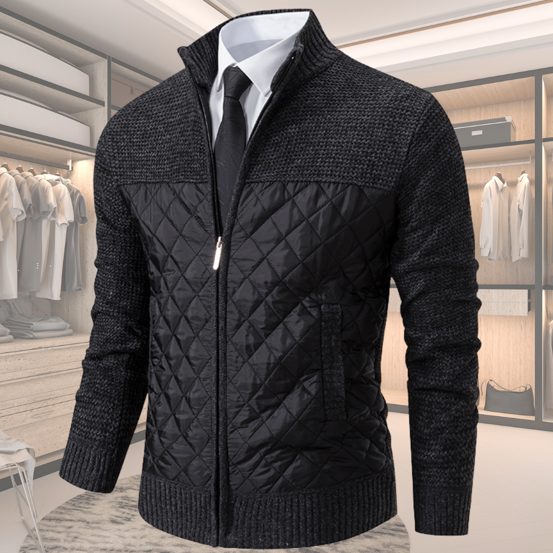 Men’s Zip Jacket – Quilted Knit – Smart Casual