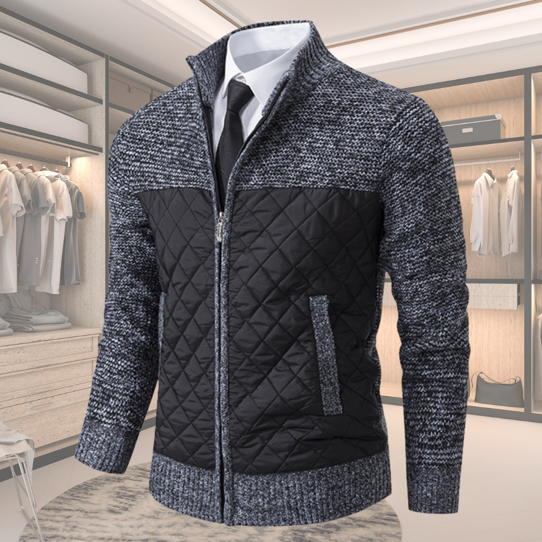 Men’s Zip Jacket – Quilted Knit – Smart Casual