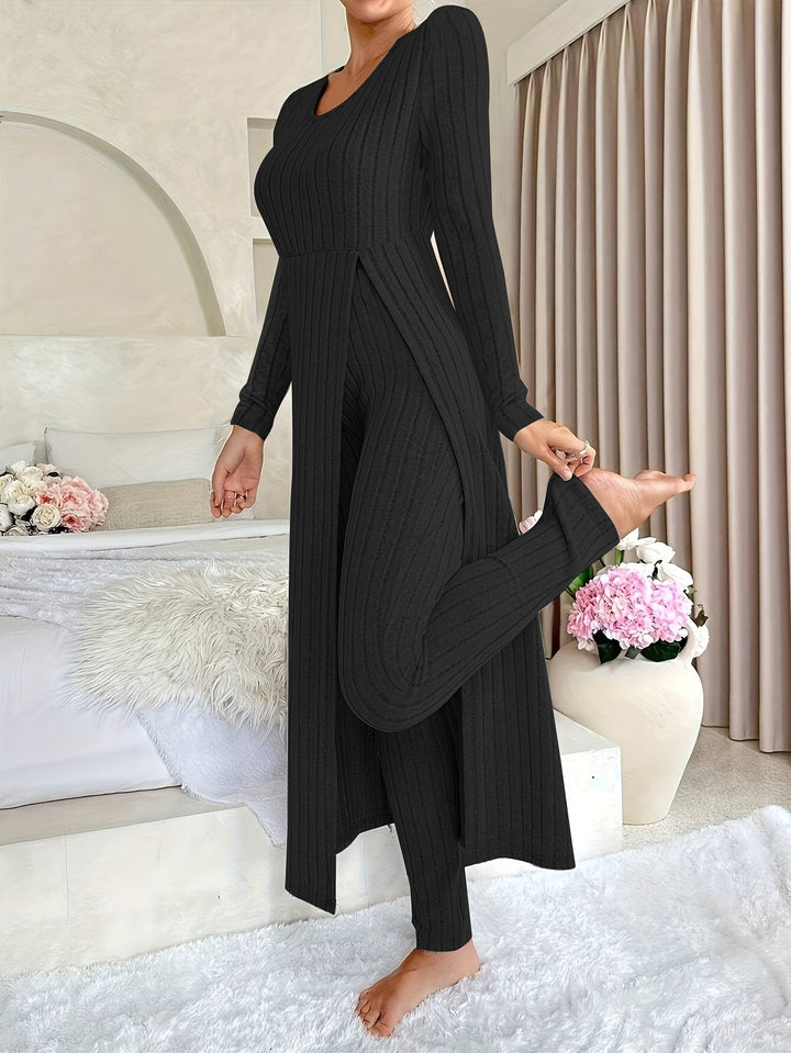 Ribbed Lounge Set – Cozy Layers – Relaxed Elegance