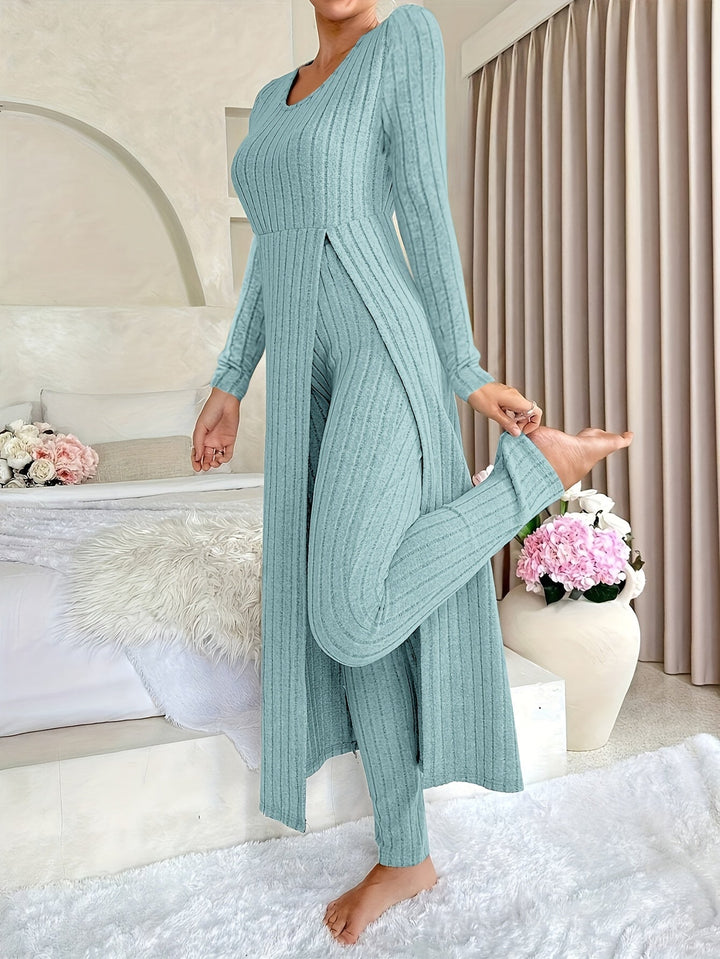 Ribbed Lounge Set – Cozy Layers – Relaxed Elegance