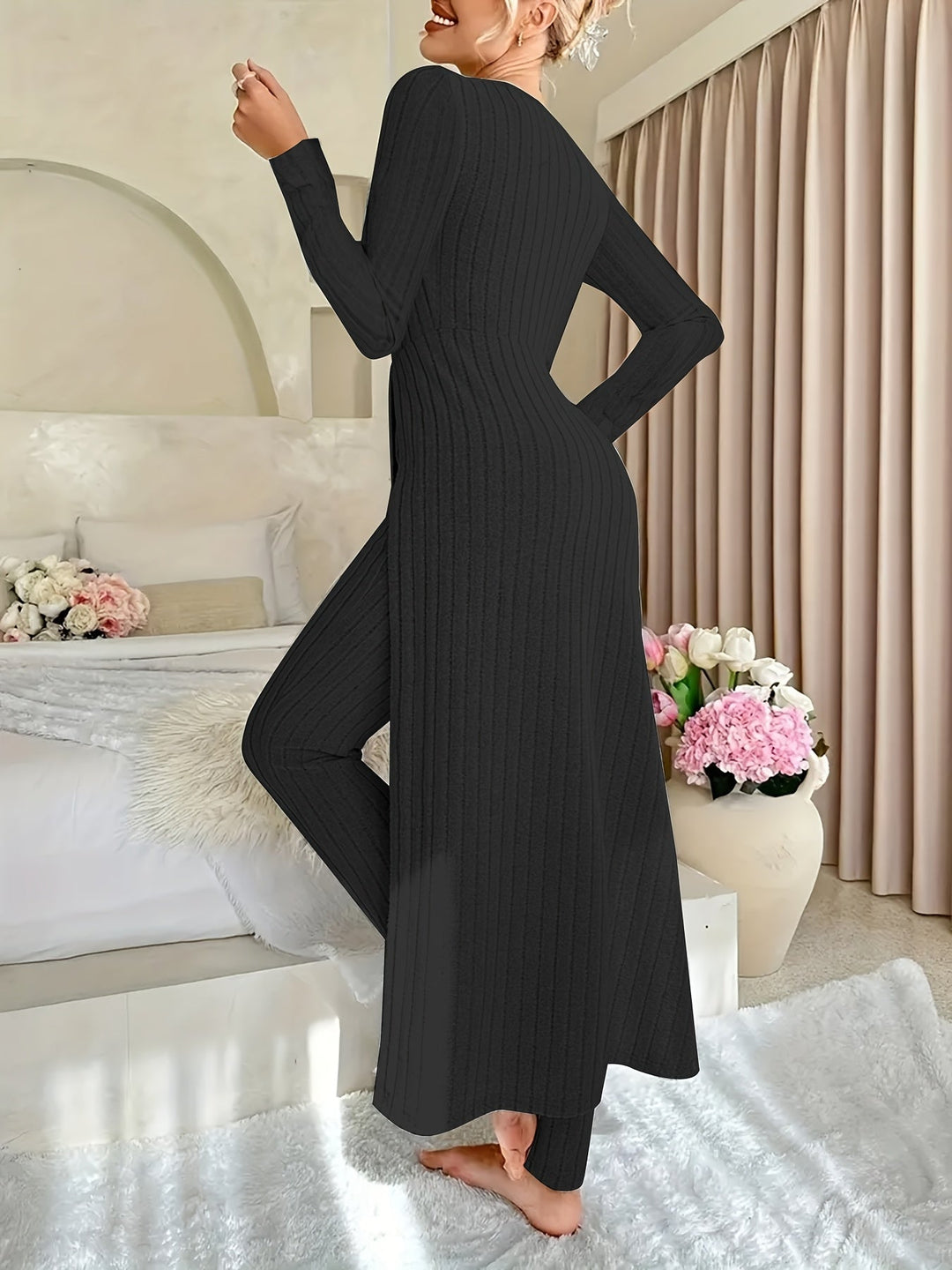 Ribbed Lounge Set – Cozy Layers – Relaxed Elegance