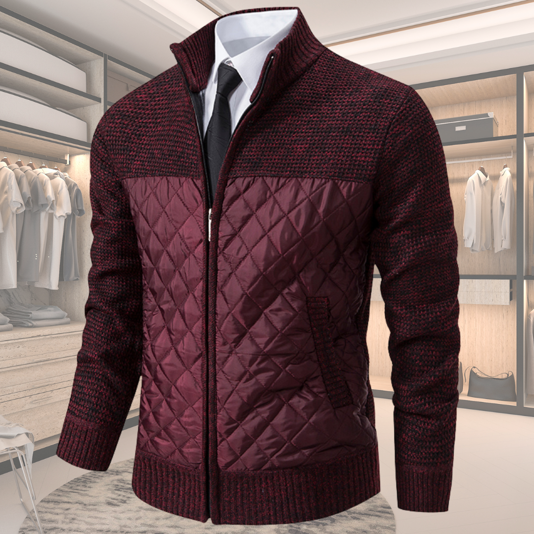 Men’s Zip Jacket – Quilted Knit – Smart Casual