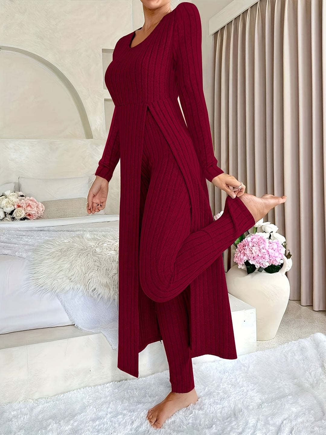 Ribbed Lounge Set – Cozy Layers – Relaxed Elegance