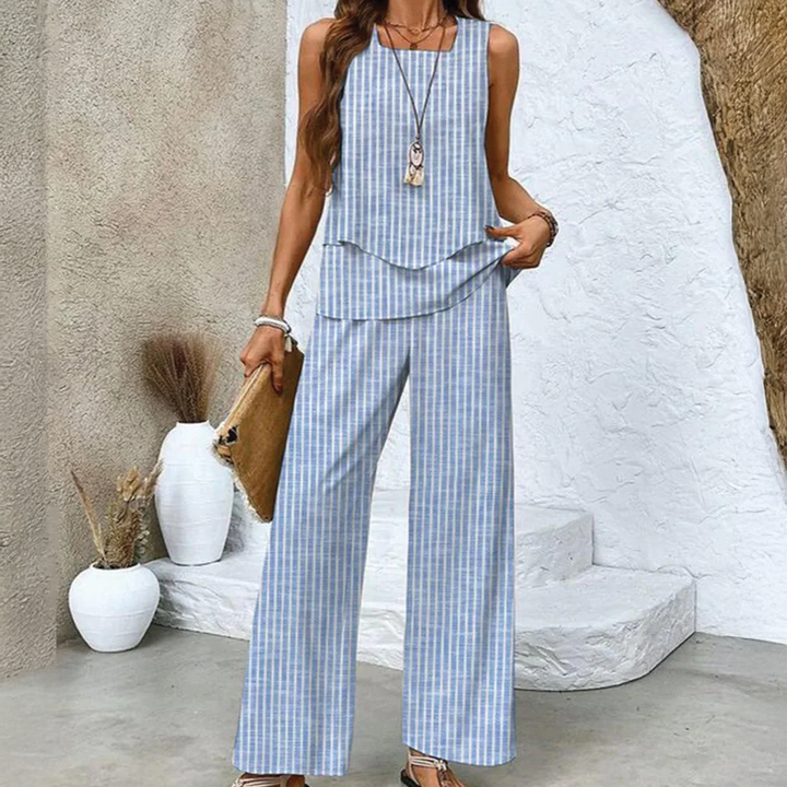 Two-Piece Summer Set – Wide Leg Pants – Floral Print