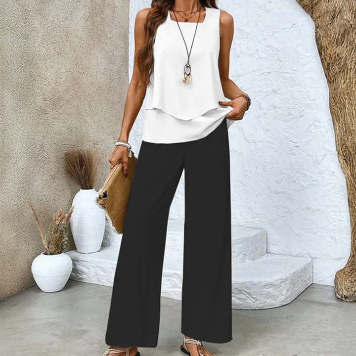 Two-Piece Summer Set – Wide Leg Pants – Floral Print
