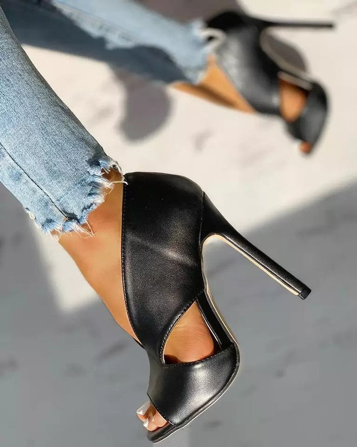 Elegant Open-Toe High Heels – Classic Black