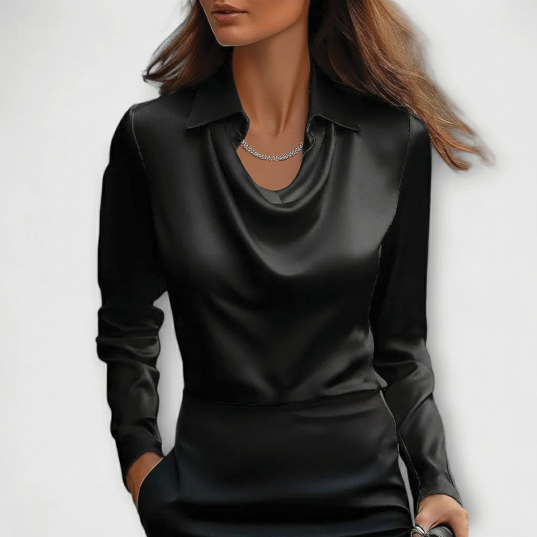 Satin Blouse – Cowl Neck – Elegant Office Top