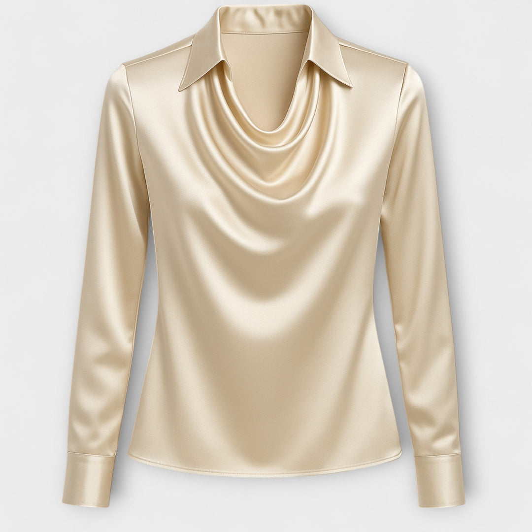 Satin Blouse – Cowl Neck – Elegant Office Top