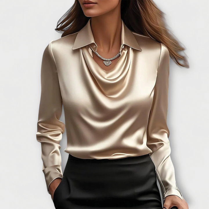 Satin Blouse – Cowl Neck – Elegant Office Top