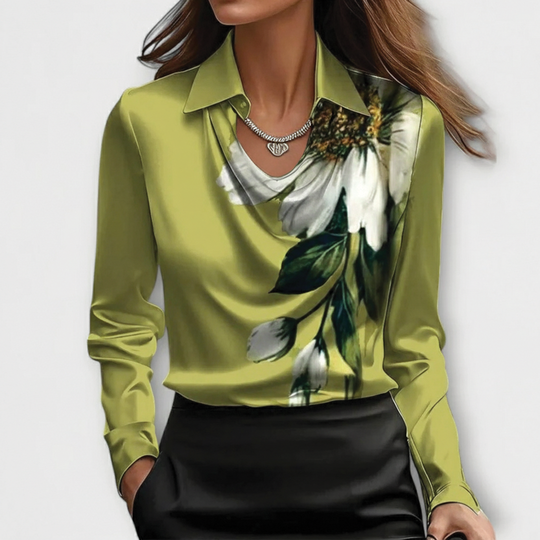 Satin Blouse – Cowl Neck – Elegant Office Top