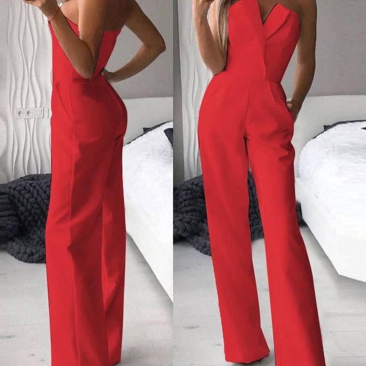 Strapless Tailored Jumpsuit – Elegant Wide-Leg Jumpsuit – Women’s Evening Outfit