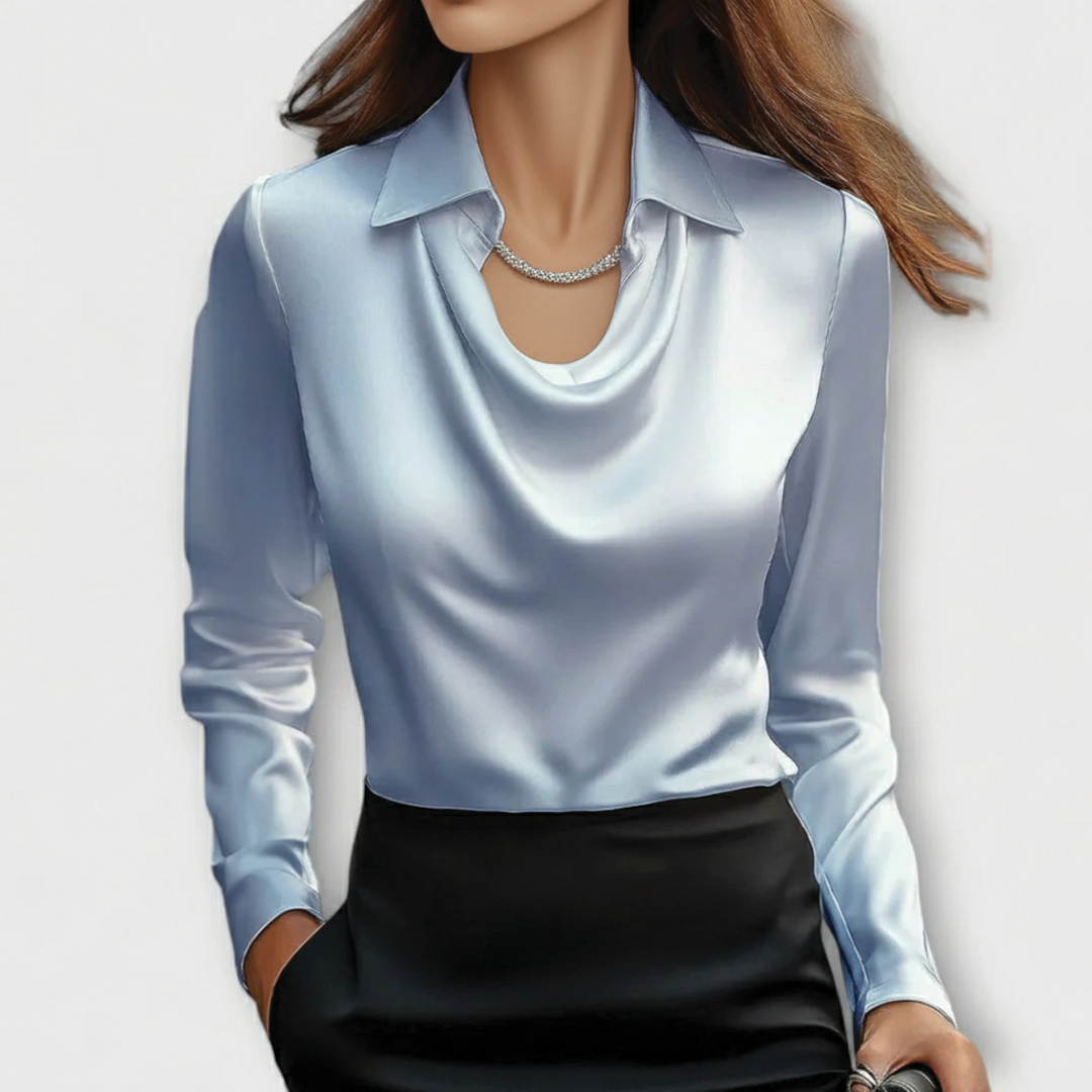Satin Blouse – Cowl Neck – Elegant Office Top