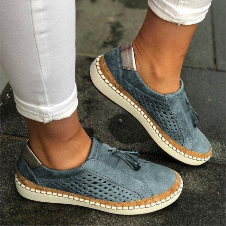 Women’s Perforated Slip-On Loafers – Breathable Design – Casual Comfort