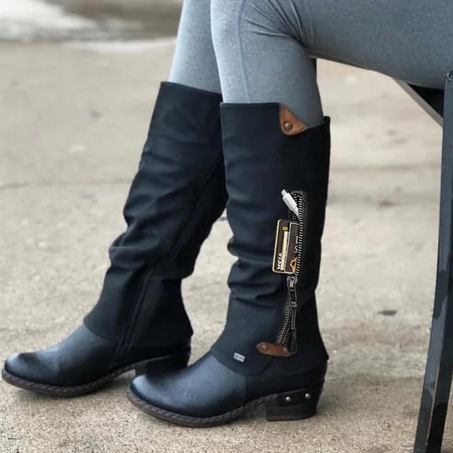 Mid-Calf Boots – Vintage Zip – Everyday Elegance