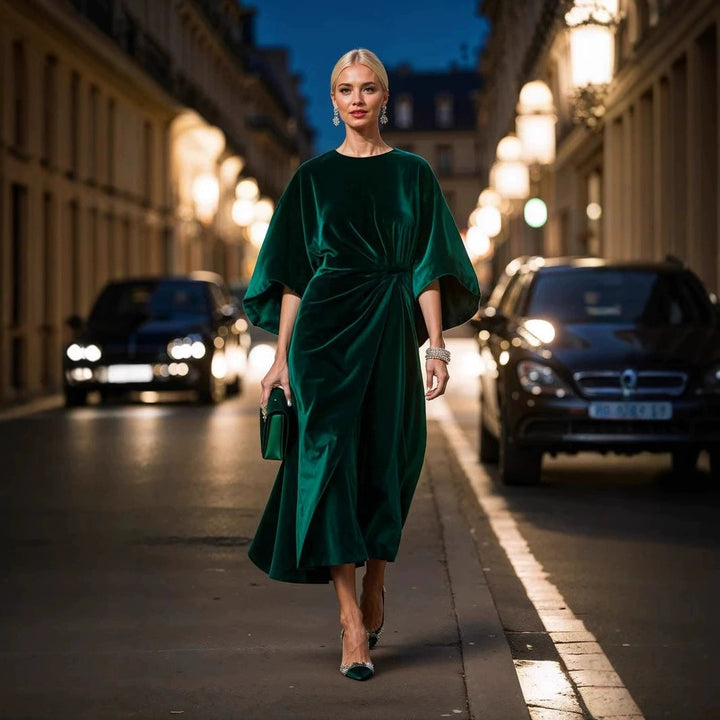 Midi Dress – Draped Elegance – Evening Chic