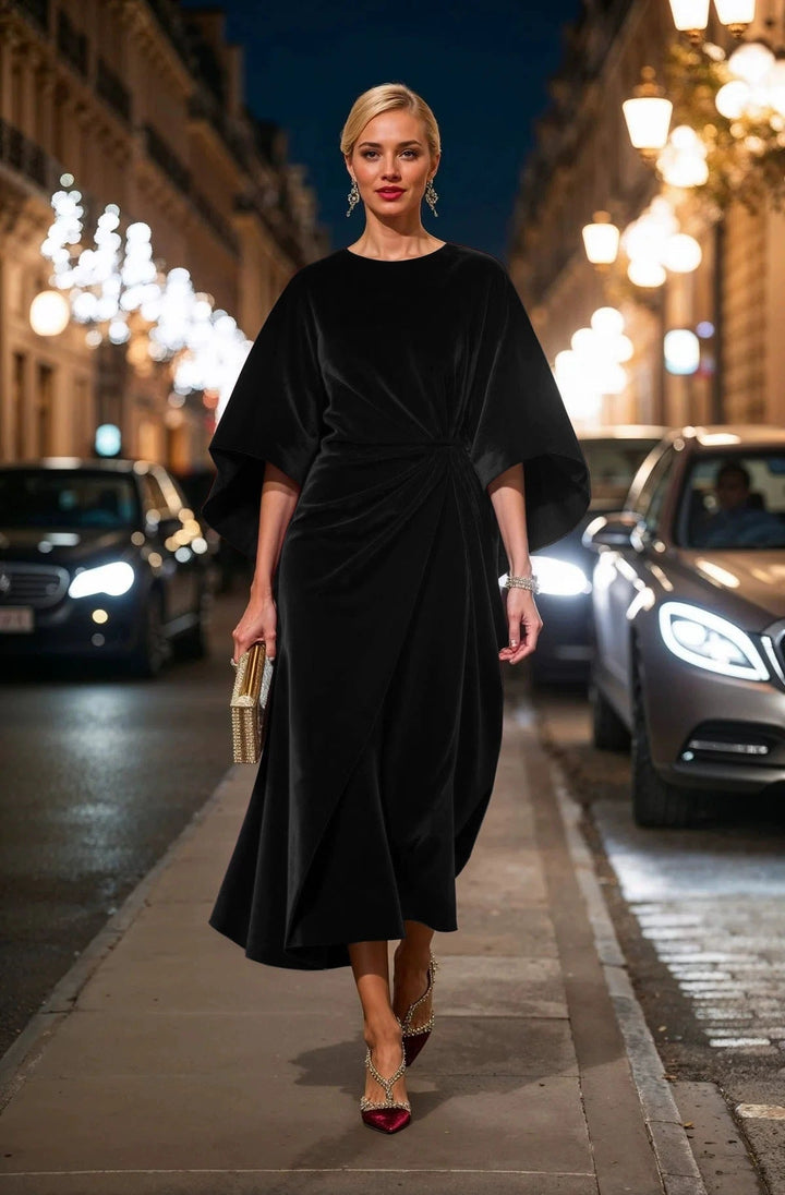 Midi Dress – Draped Elegance – Evening Chic