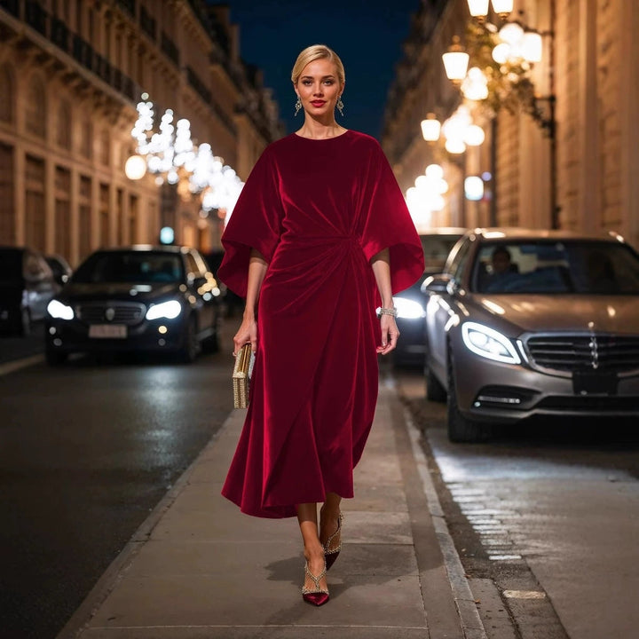 Midi Dress – Draped Elegance – Evening Chic
