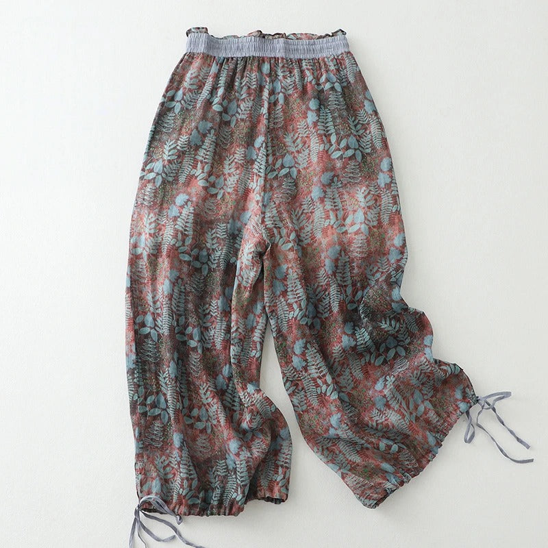 Wide Leg Boho Pants – Floral Print – Vacation Style