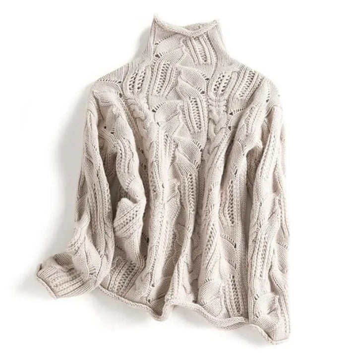 Women’s Cable Knit Turtleneck – Cozy Textured Elegance
