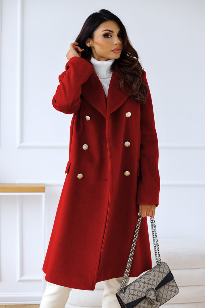 Women Autumn–Winter Elegant Full-Length Wool Blend Coat