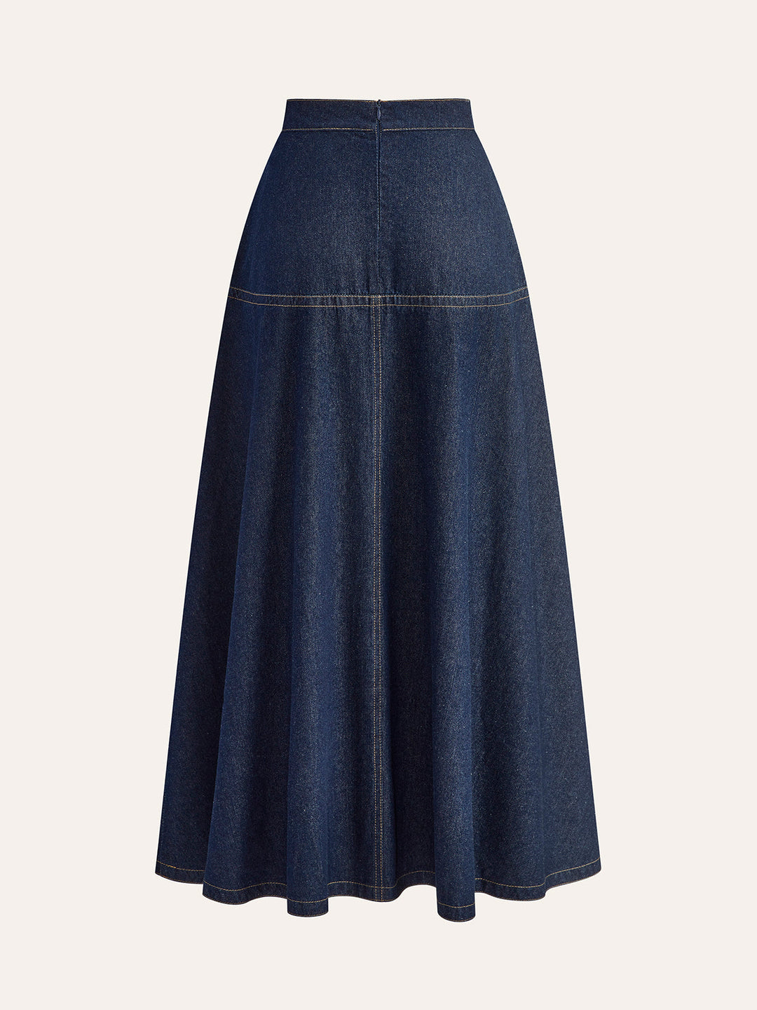 Denim Maxi Skirt – Mid Waist – Invisible Zipper Closure