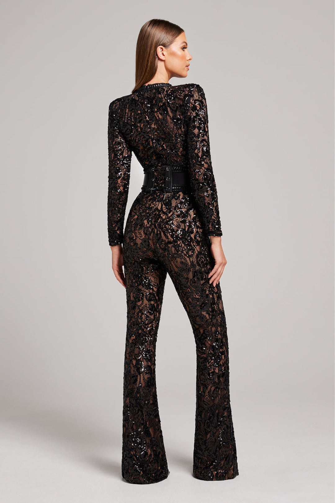 Women’s Lace Jumpsuit – Glamorous Flare Elegance