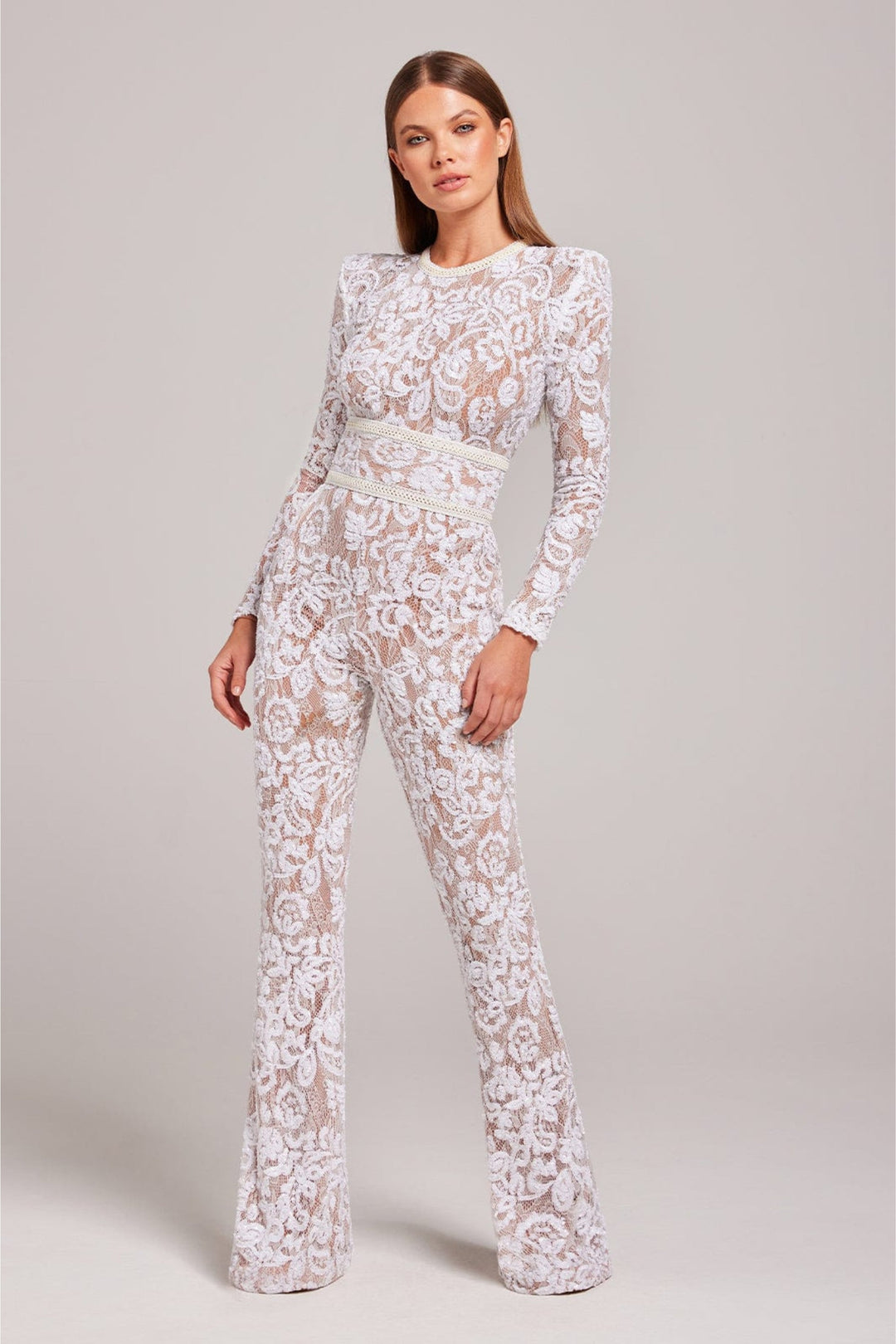 Women’s Lace Jumpsuit – Glamorous Flare Elegance
