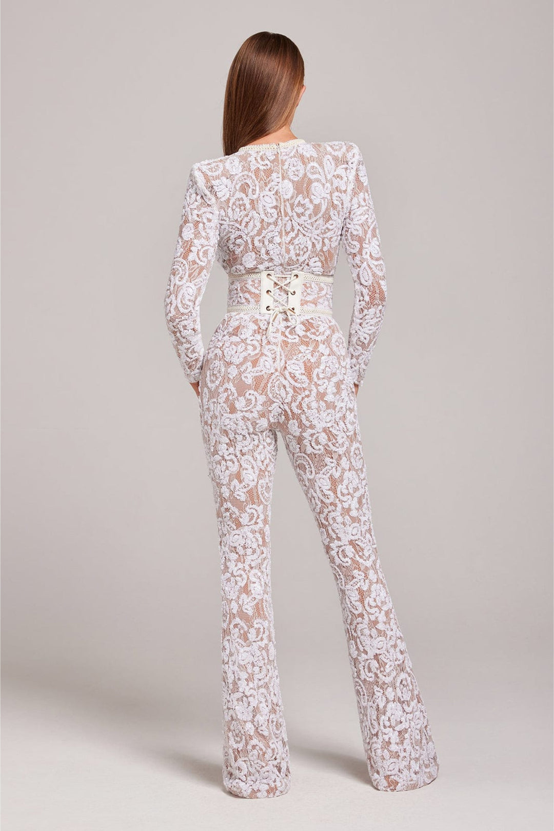 Women’s Lace Jumpsuit – Glamorous Flare Elegance