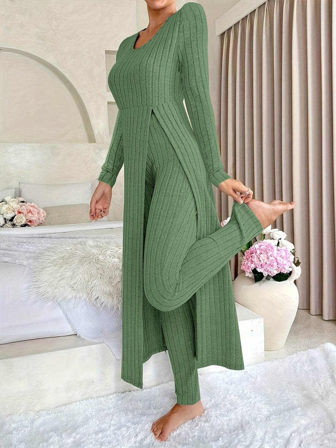 Ribbed Lounge Set – Cozy Layers – Relaxed Elegance