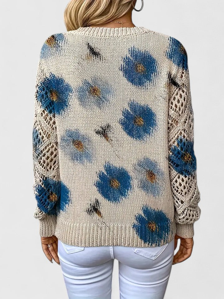 Sweater – Floral V-Neck – Soft