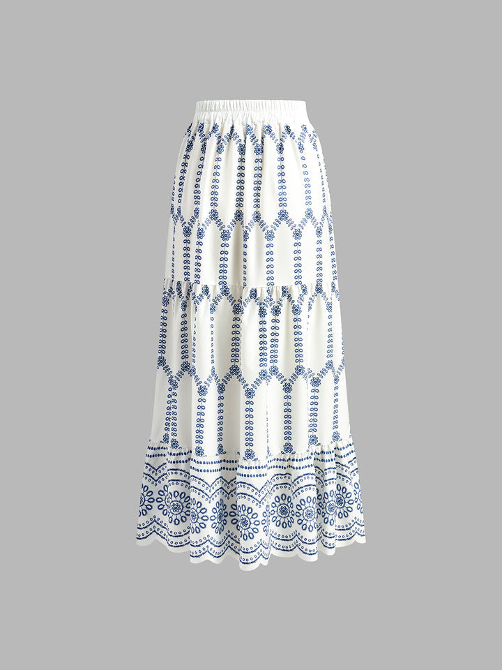 Two Piece Maxi Dress – Printed Crop Top – Vacation Set