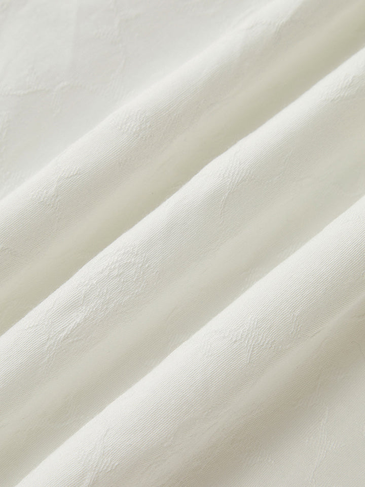 White Midi Dress – Ruched Bodice – Romantic Summer