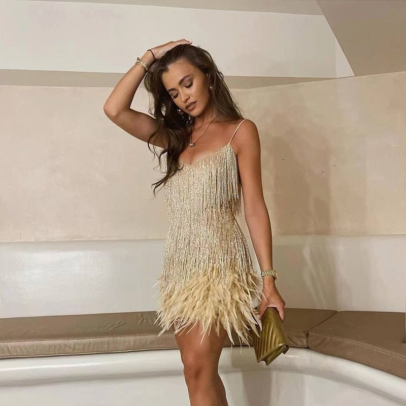 Dress – Feather Fringe – Elegant