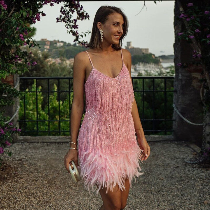 Dress – Feather Fringe – Elegant
