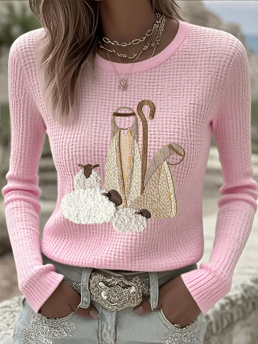 Embroidered Holiday Top – Faithful Elegance – Cozy Fit