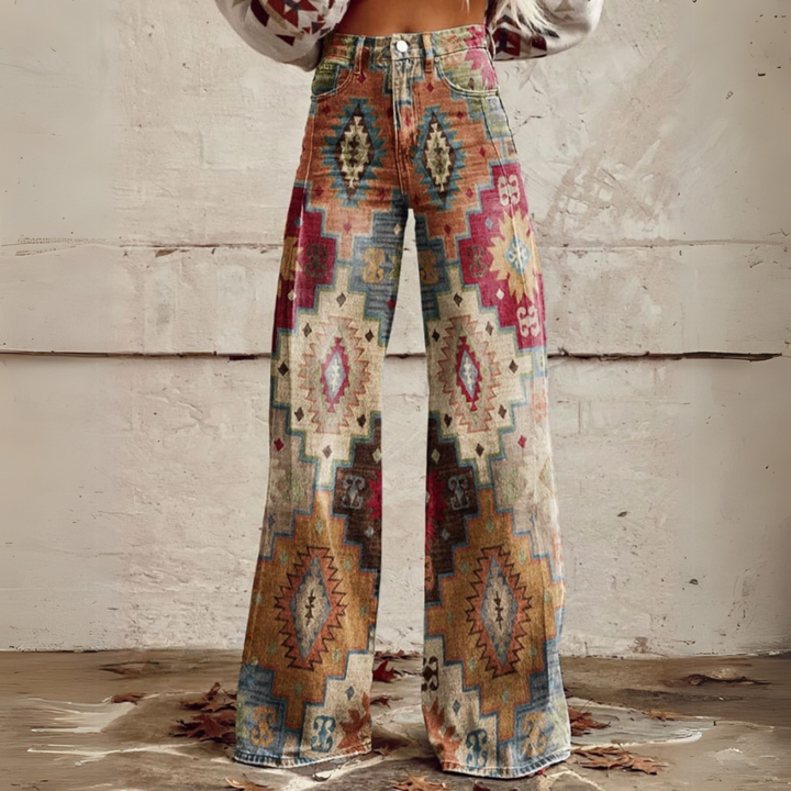 Floral Wide Leg Pants – High Waist – Retro Style