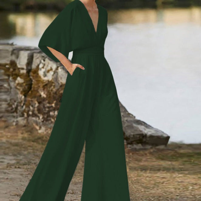 Elegant V-Neck Jumpsuit – Effortless Style - All Day Comfort